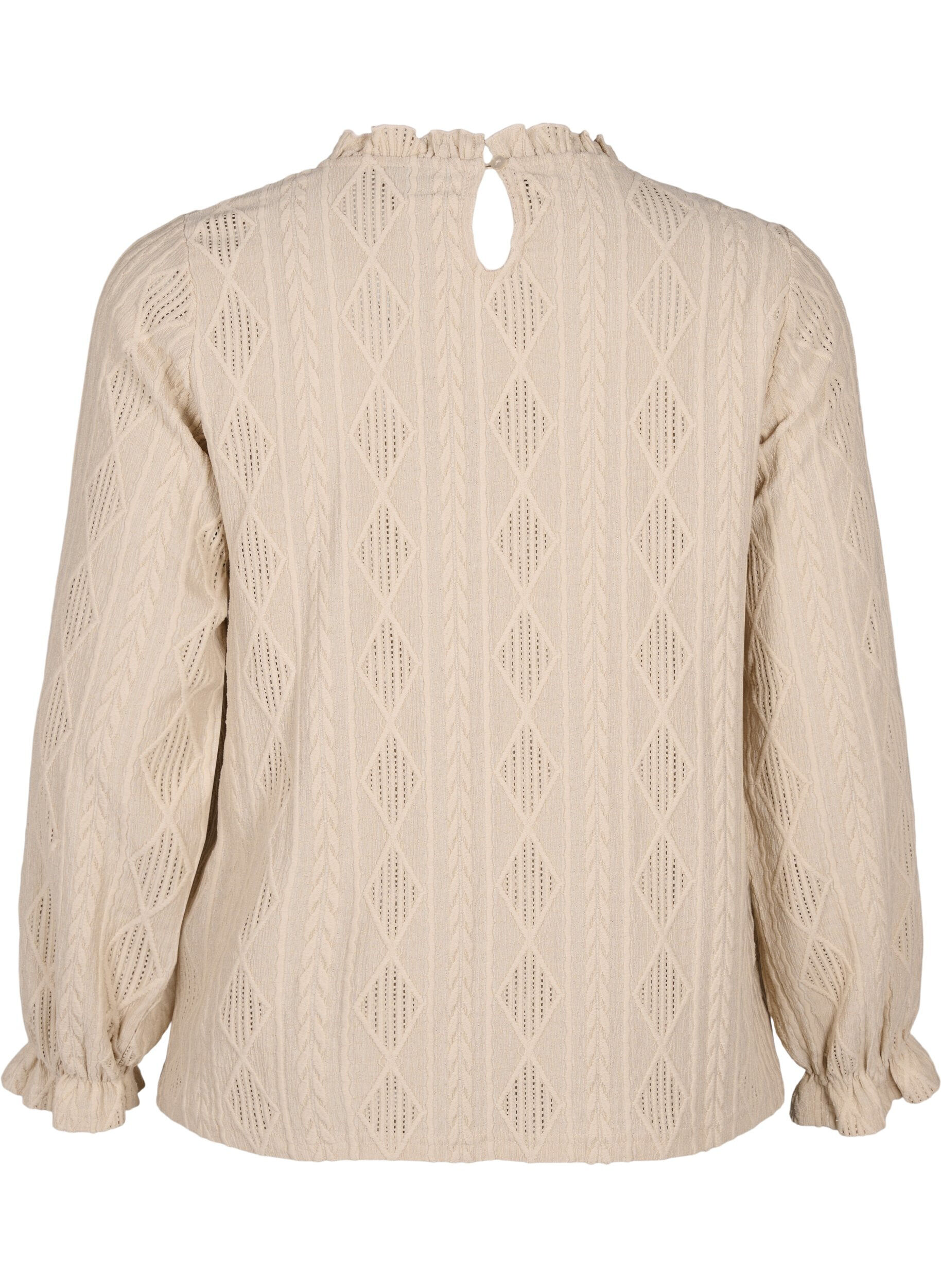 Zizzifashion Blouse with ruffle details and tone-on-tone pattern, Sand, Packshot image number 1
