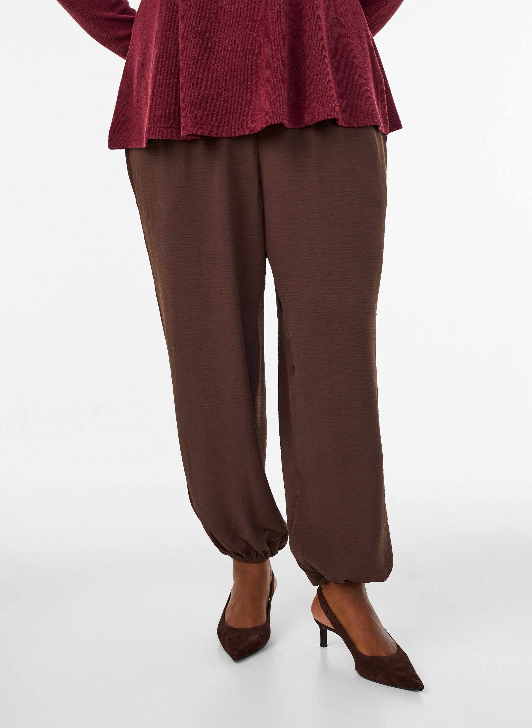 ZizzifashionHigh-waisted balloon trousers, Brown, Model image number 2