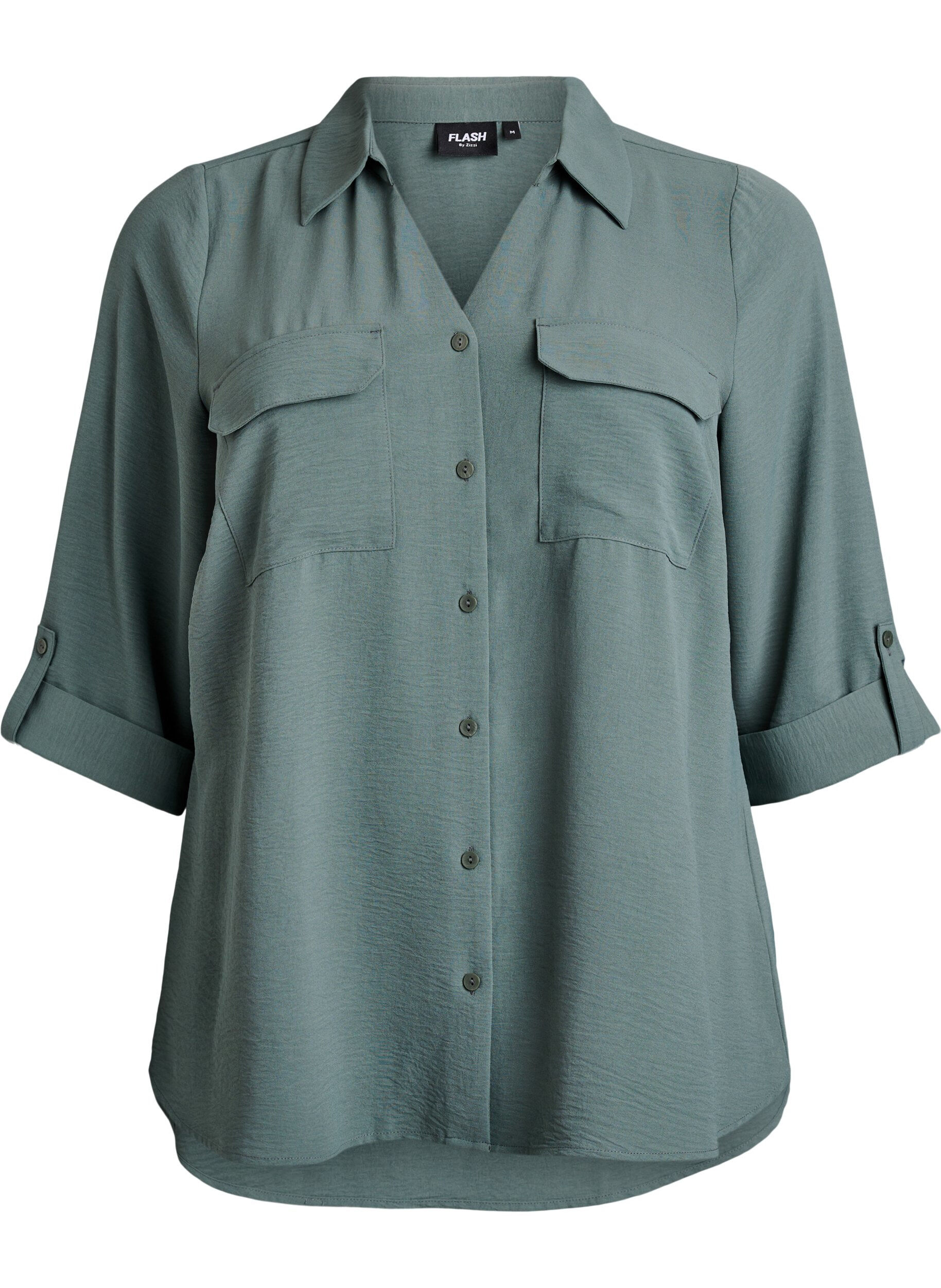 FLASH - Shirt with chest pockets and 3/4 sleeves