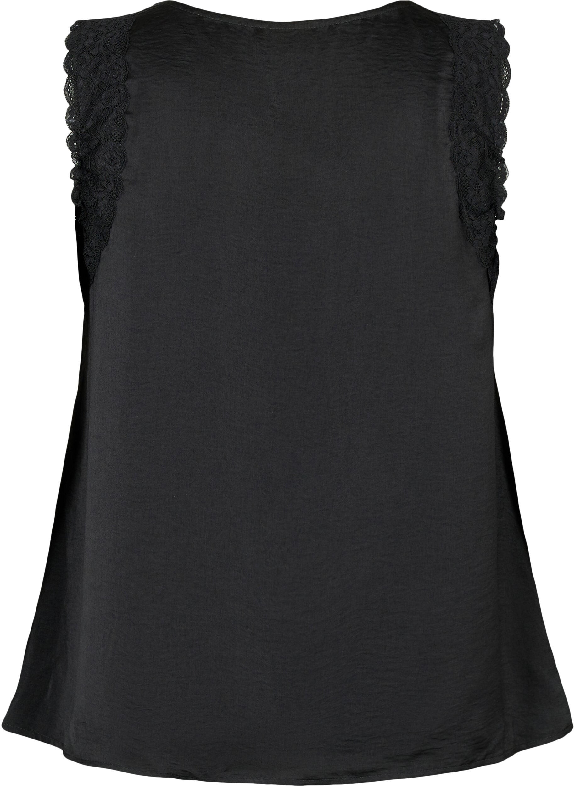 Zizzifashion Top with lace and cross detail, Black, Packshot image number 1