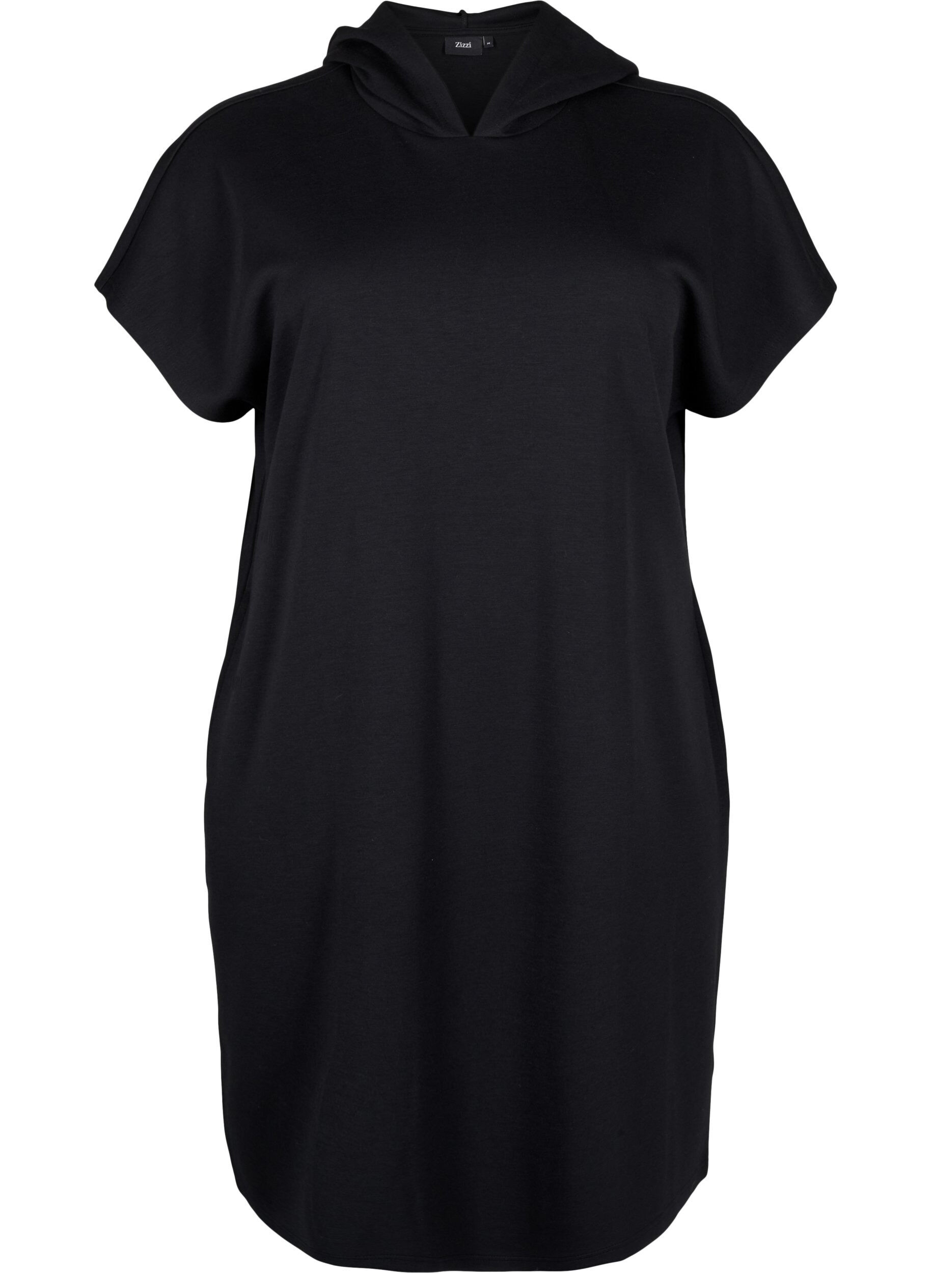 Zizzifashion Short sleeve sweat dress in modal mix, Black, Packshot image number 0