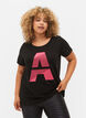 Sports t-shirt with print, Black w. Pink A, Model image number 0