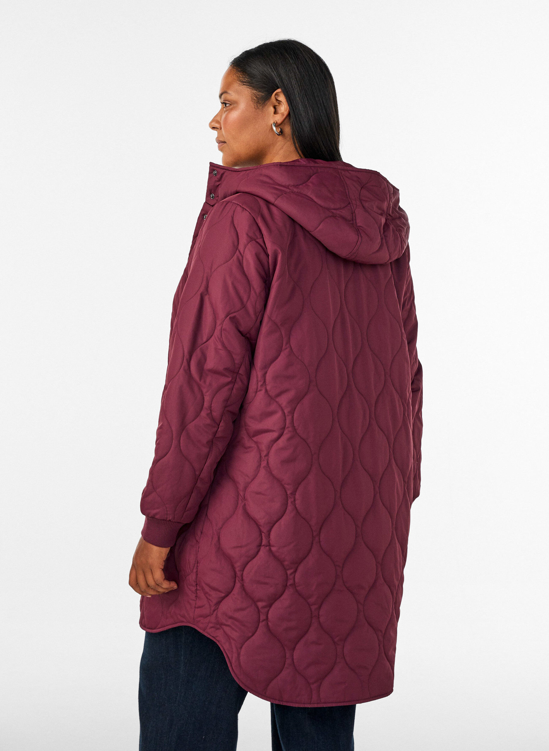 ZizzifashionMid-length quilted jacket with a hood, 0655, Model image number 2