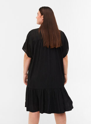 Striped dress in a cotton blend, Black, Model image number 1