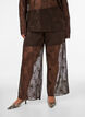 Mesh trousers with floral embroidery and sequins, Brown, Model image number 2