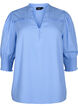 Viscose blouse with smock and ruffle detail, Cornflower Blue, Packshot image number 0