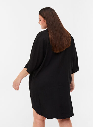 Tunic with buttons and collar, Black, Model image number 1