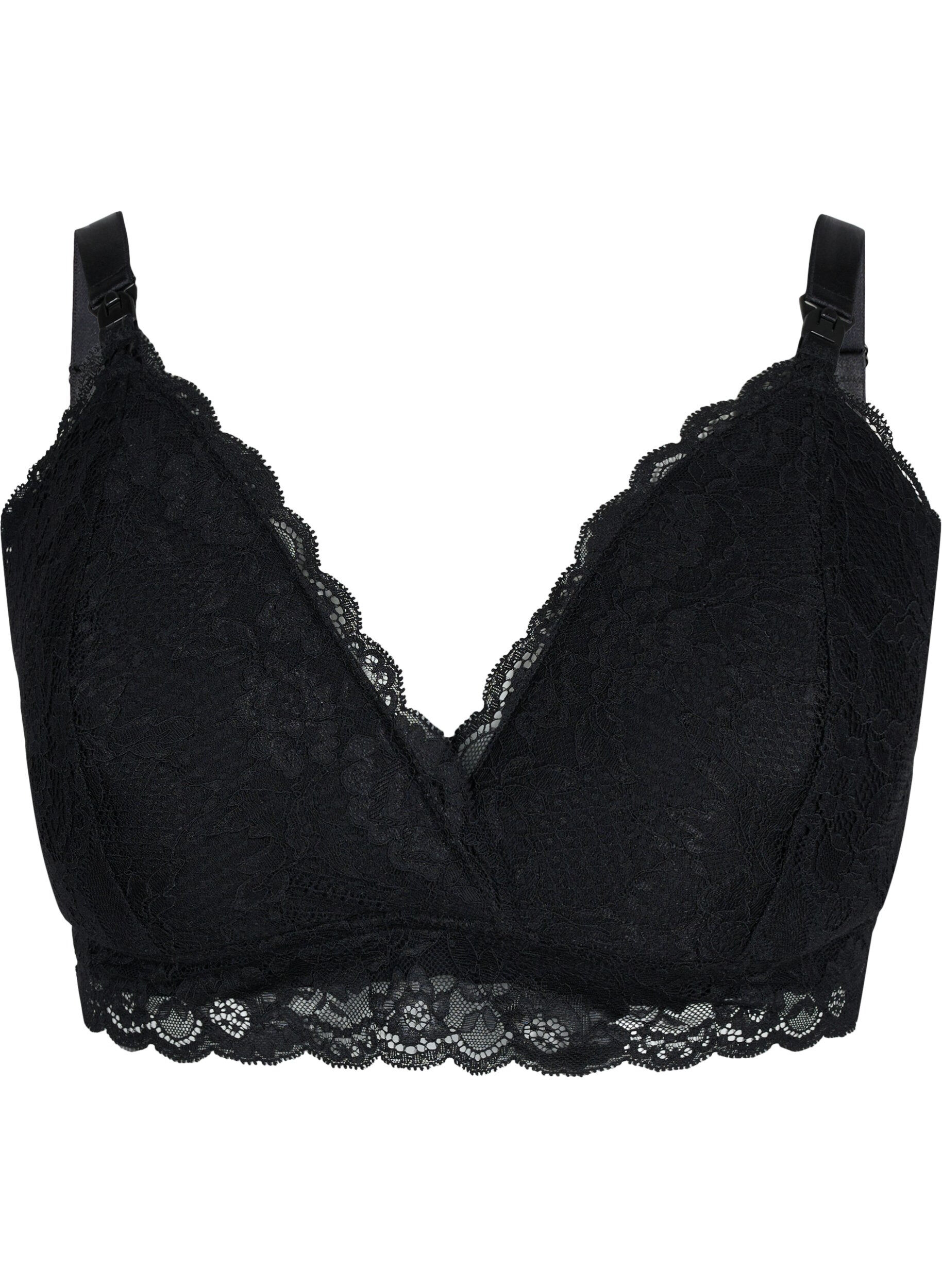Zizzifashion Nursing bra with lace, Black, Packshot image number 0