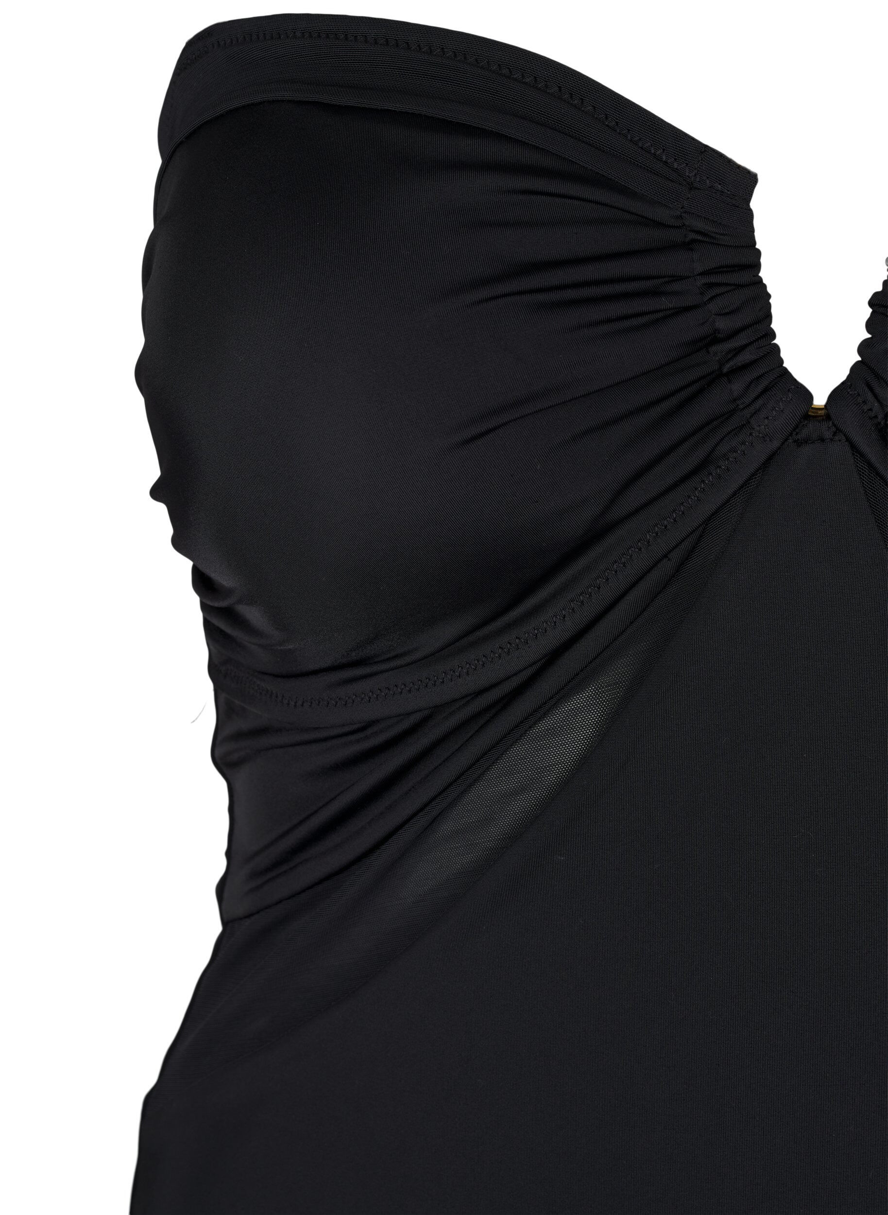 Zizzifashion Swimsuit with V-detail and ruching, Black, Packshot image number 2