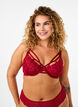 Full coverage lace bra with string details, Rhythmic Red, Model image number 0
