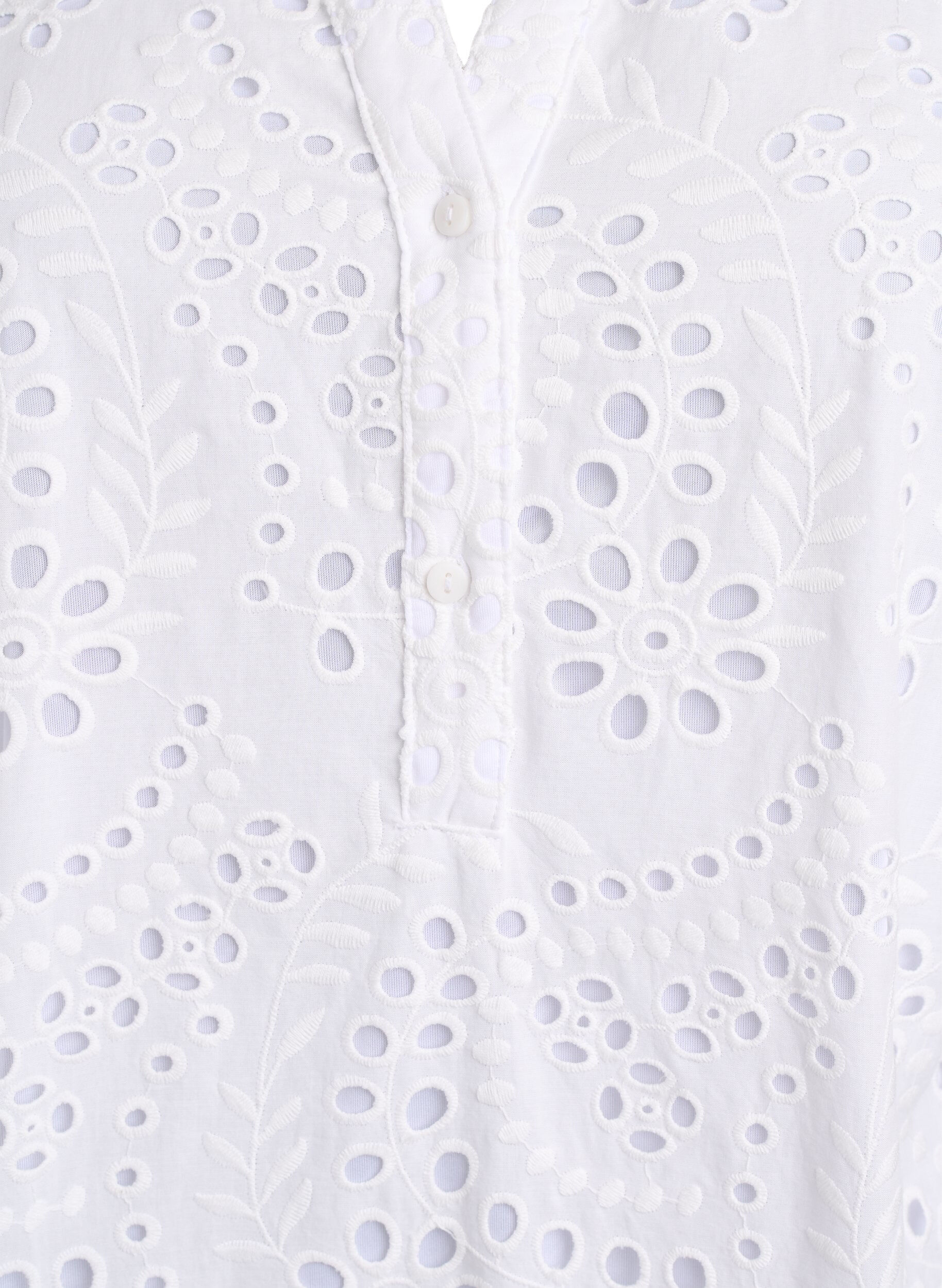 Zizzifashion Broderie anglaise dress with ruffle sleeves, White, Packshot image number 2