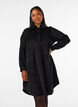 Corduroy shirt dress with collar and button fastening, Black, Model image number 0