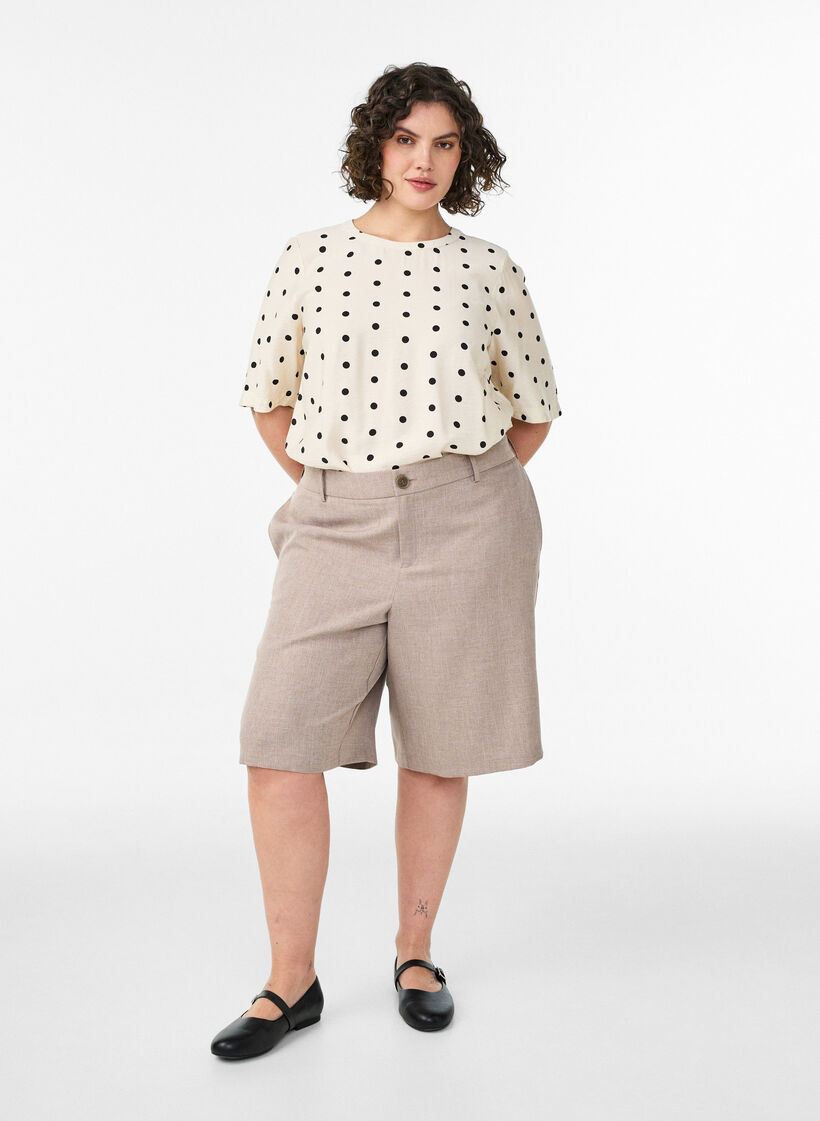 Viscose blouse with spots and 1/2 sleeves, Vanilla, Model image number 1