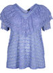 Short-sleeved blouse with frills, Purple, Packshot image number 0