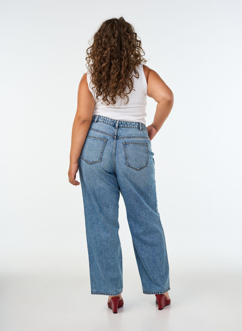 Kiana straight fit jeans with a high waist, Blue, Model image number 1