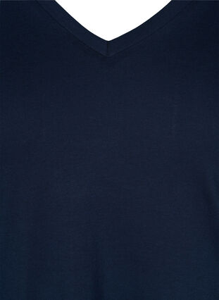 Organic cotton T-shirt with V-neckline, Navy Blazer, Packshot image number 2