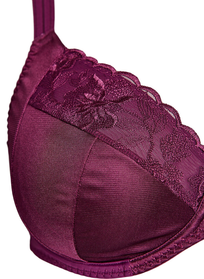 Full cover high support bra with lace detail, Purple, Packshot image number 2