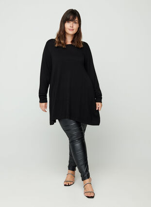 Knitted A-line blouse, Black, Model image number 1