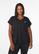 Short sleeve sport t-shirt with v-neck, Black, Model image number 0