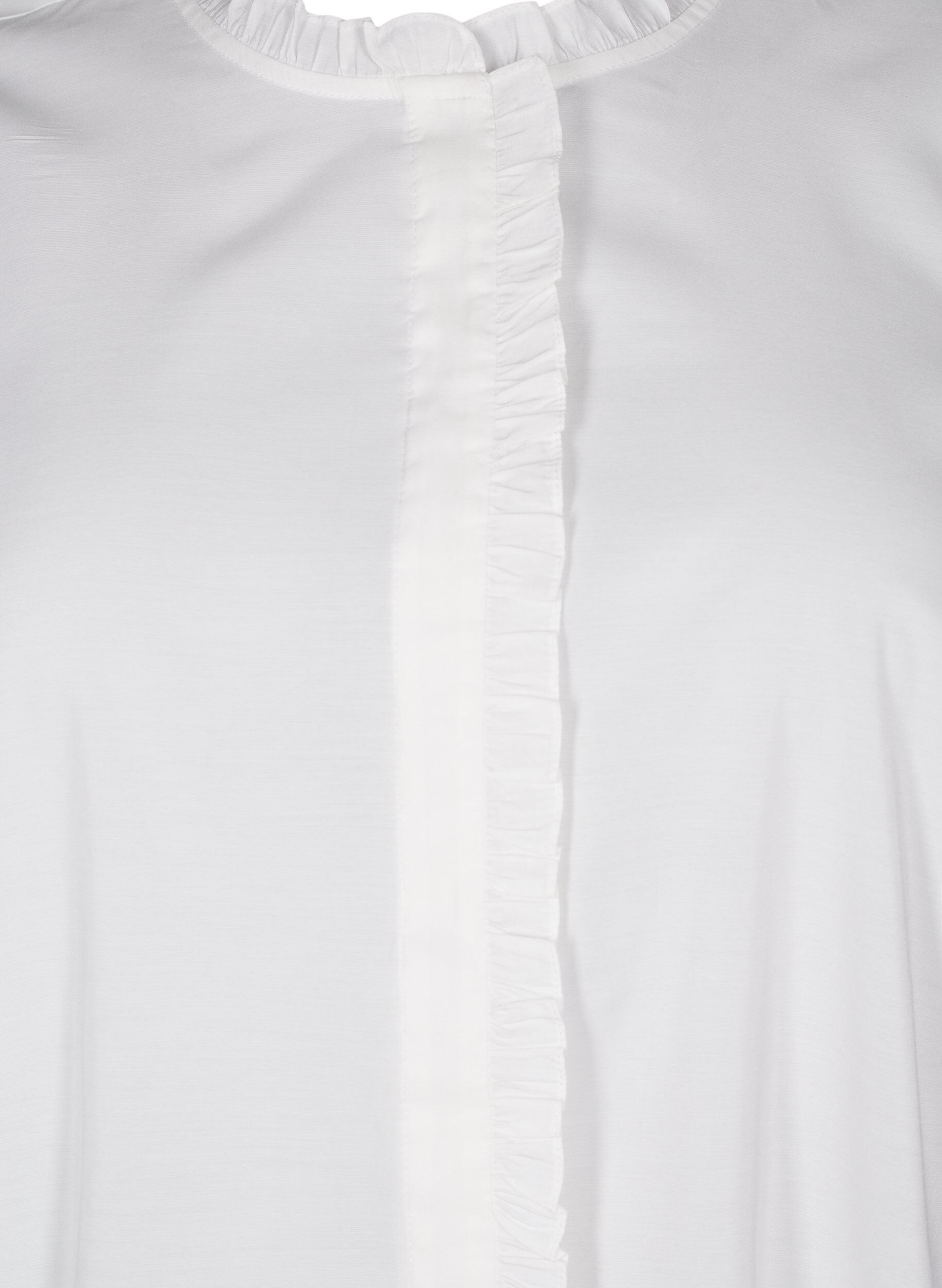 Zizzifashion Shirt blouse with ruffles and broderie anglaise, White, Packshot image number 2