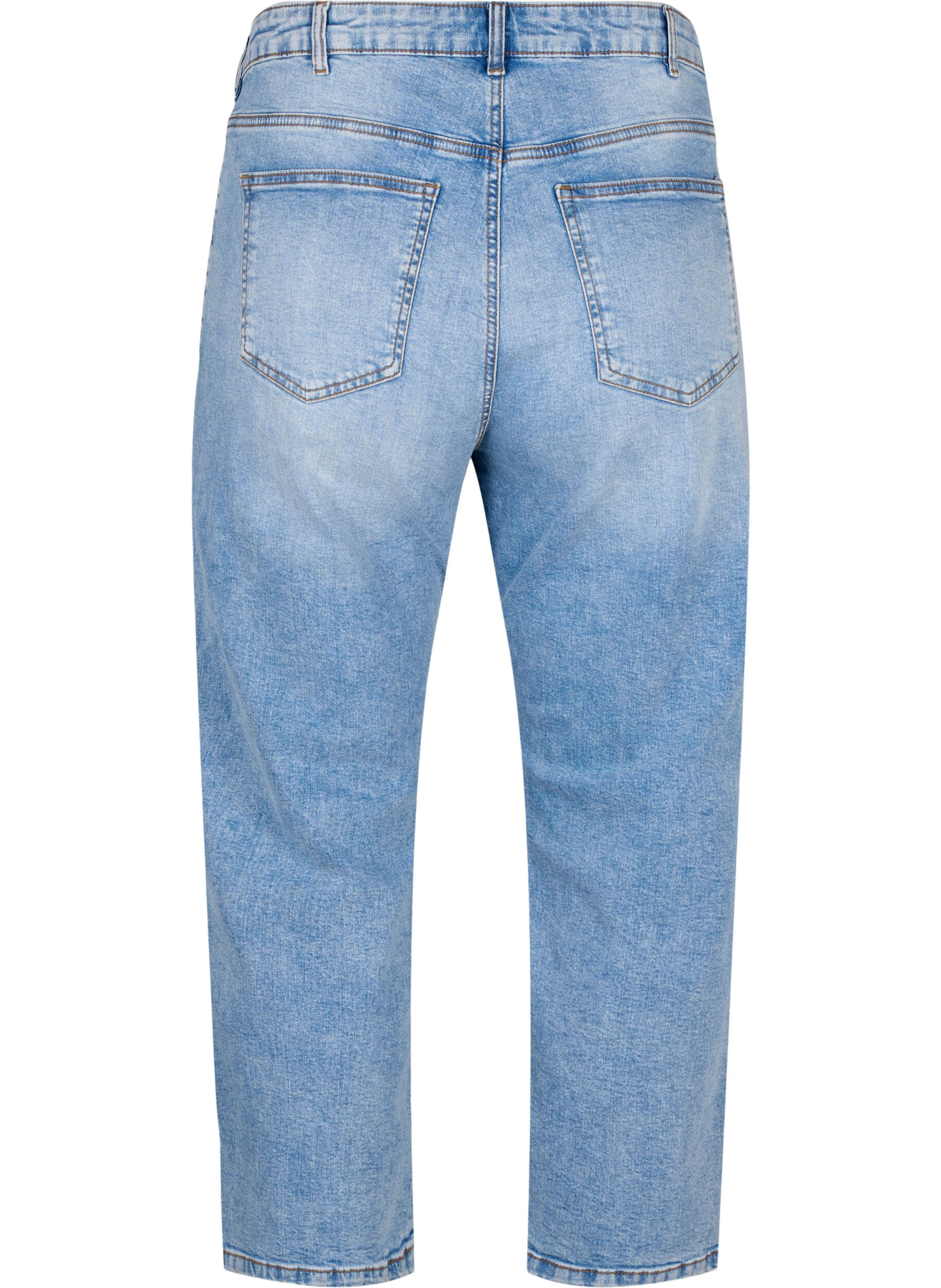 Zizzifashion Cropped Vera jeans with destroy details	, Blue Denim, Packshot image number 1