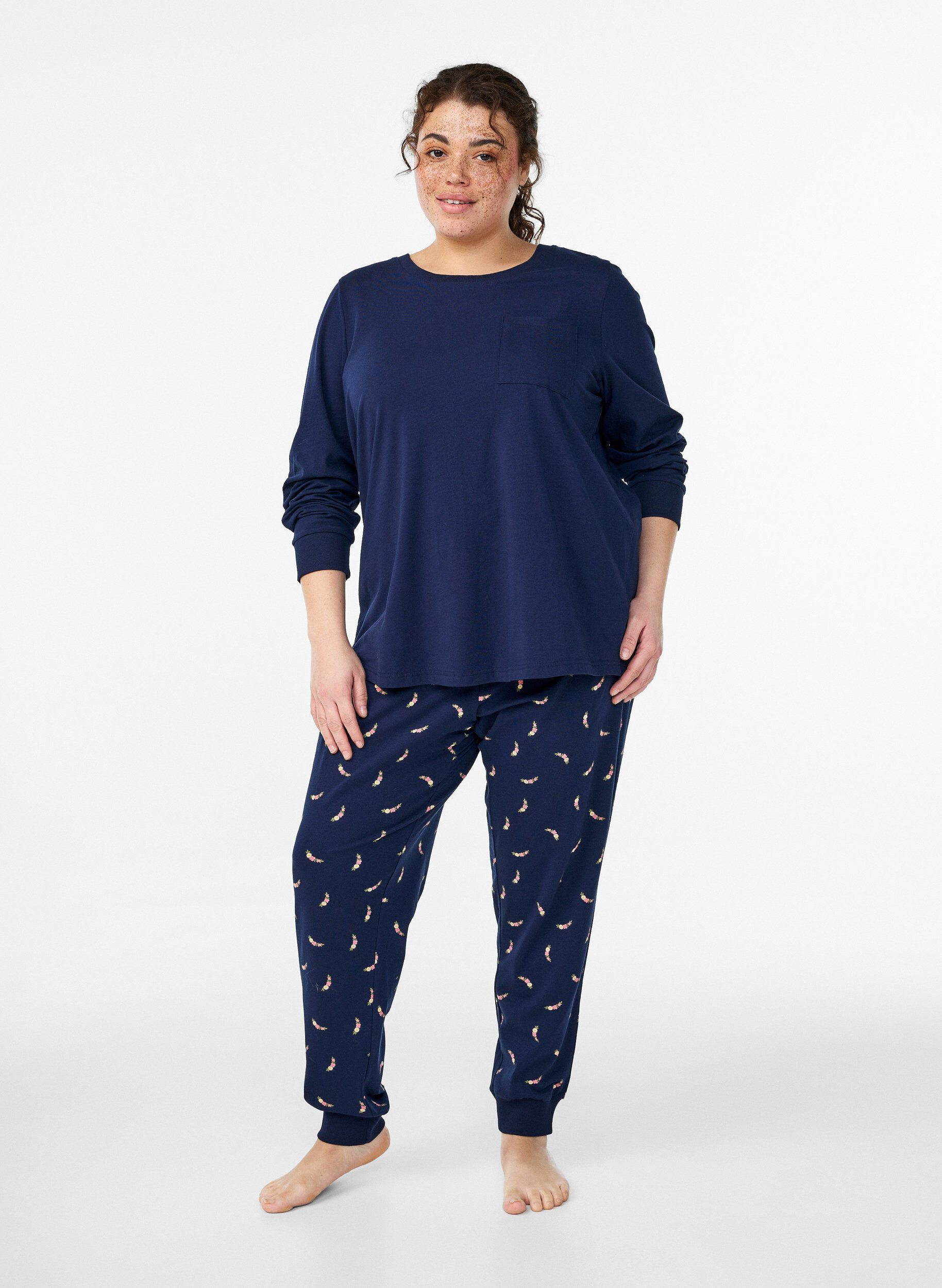 Printed pyjama trousers, Blue, Model
