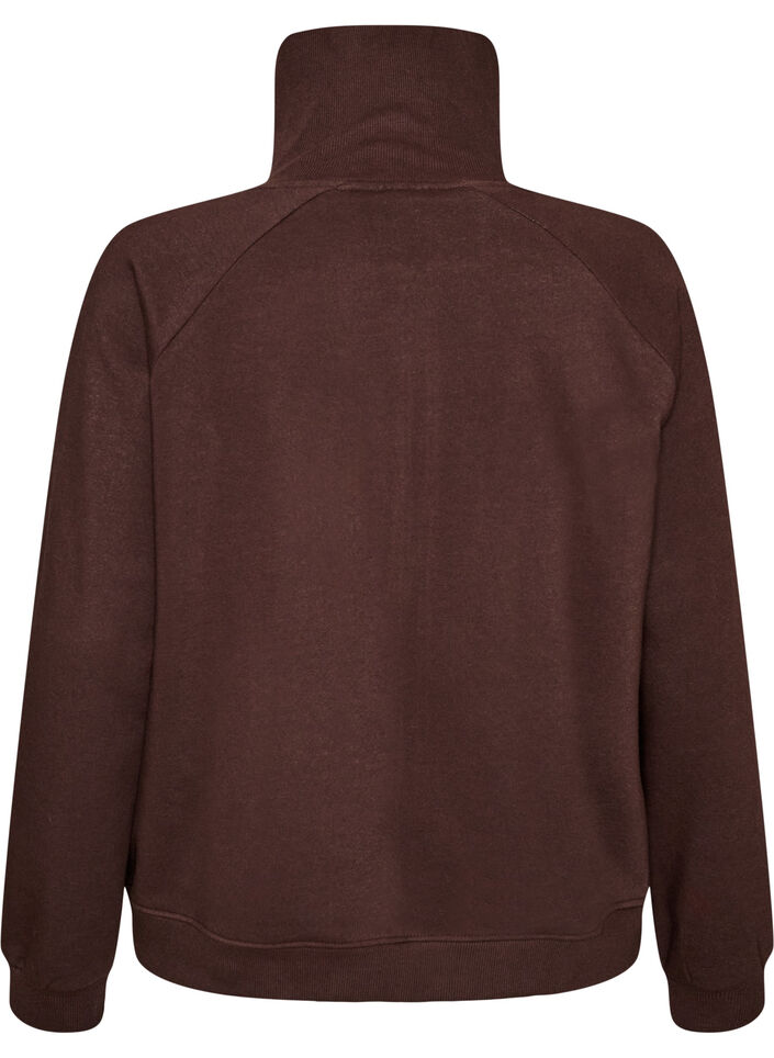 Sweat cardigan with high collar and zip, Brown, Packshot image number 1