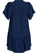 Short dress with ruffle sleeves and dotted texture, Navy Blazer, Packshot image number 1