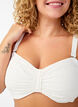 Bandeau bikini top with a textured pattern and removable straps, White, Model image number 3