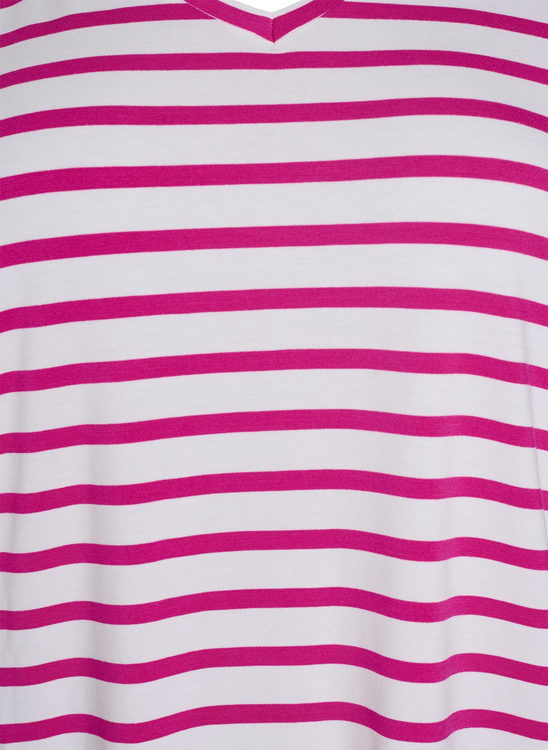 Zizzifashion Striped T-shirt with V-neck, Rose, Packshot image number 2