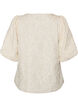 Jacquard blouse with puff sleeves and an A-line shape, Vanilla, Packshot image number 1