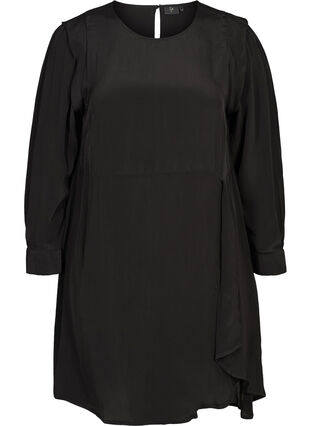 Long-sleeved viscose dress, Black, Packshot image number 0