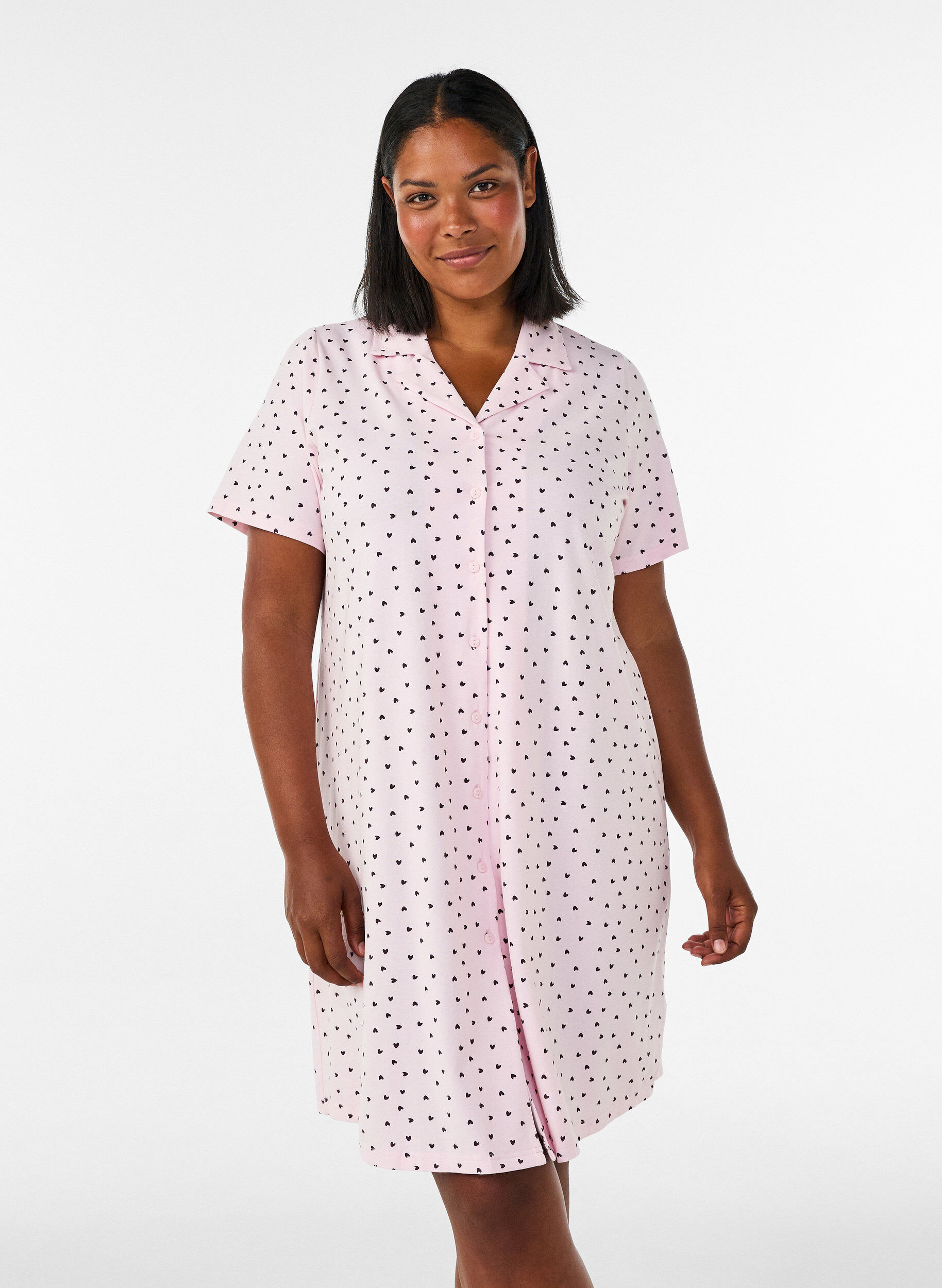 ZizzifashionCotton nightgown with button fastening, Pink, Model image number 0