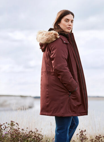 Winter jacket with zip and pockets, Fudge, Image image number 1