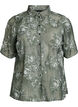Sheer shirt blouse with floral print, Green, Packshot image number 0