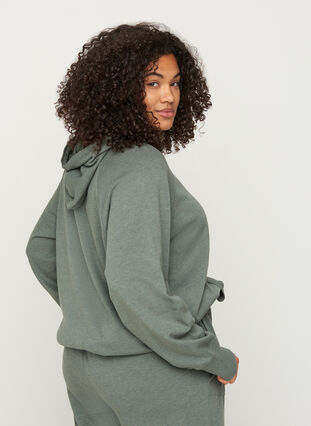 Marled sweatshirt with a hood and pocket, Balsam Melange, Model image number 1