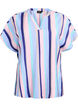 Striped viscose blouse with short sleeves, Blue, Packshot image number 0