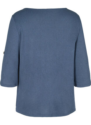 Blouse with buttons and 3/4 sleeves, V.Indigo Melange, Packshot image number 1