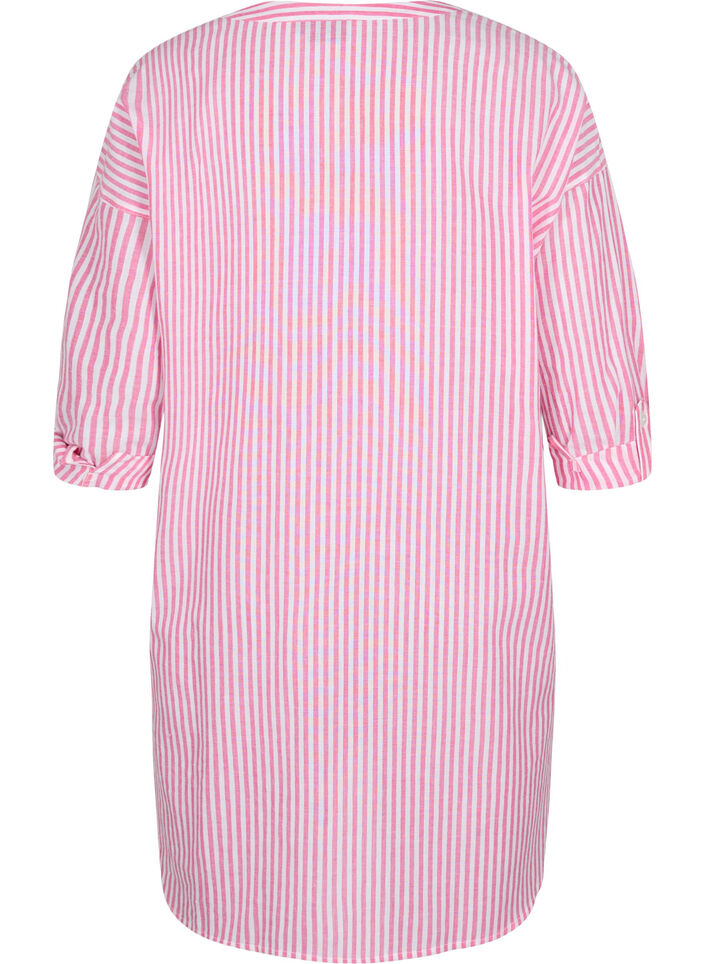 Striped tunic with v neck and buttons, Beetroot Stripe, Packshot image number 1