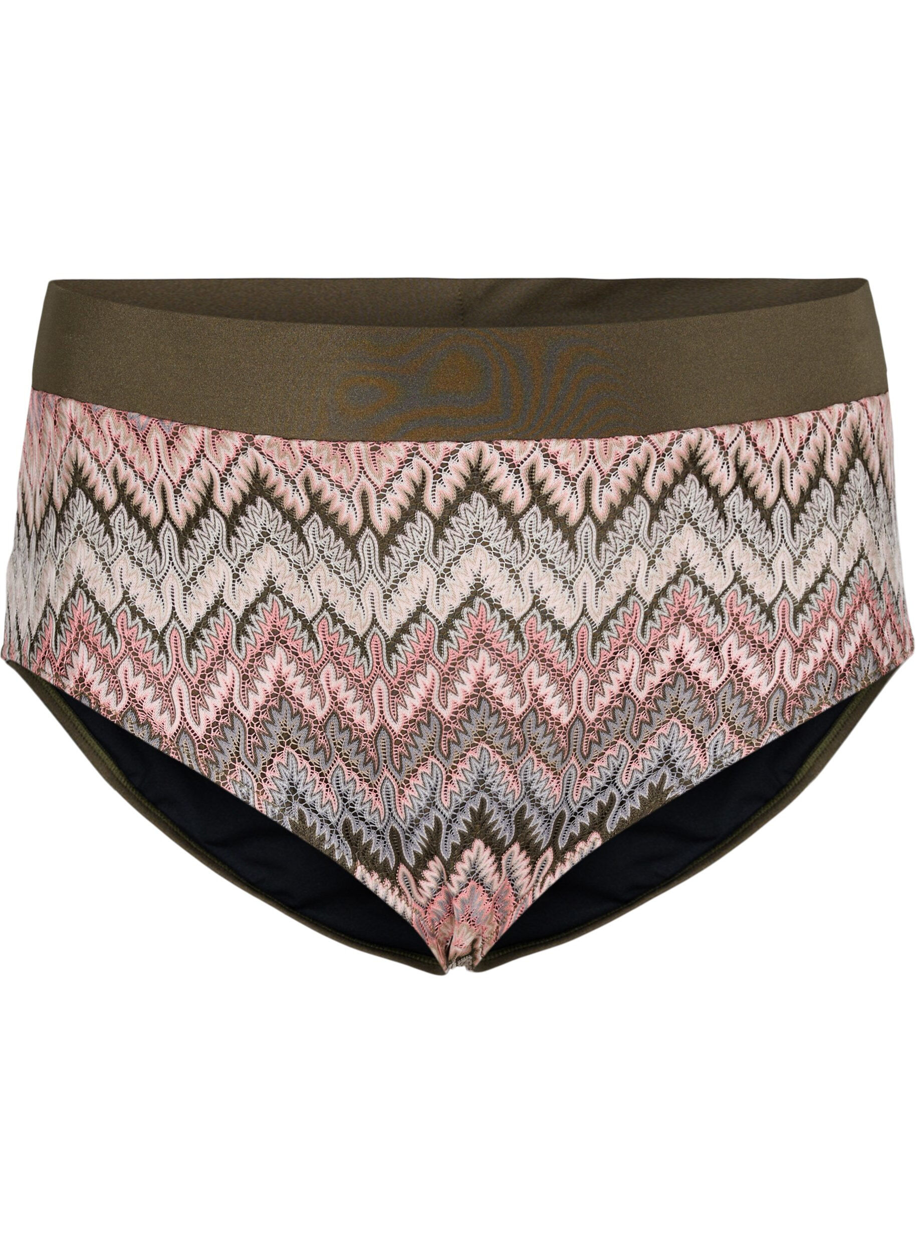Zizzifashion Patterned bikini tai bottoms with a high waist, Beech AOP, Packshot image number 0