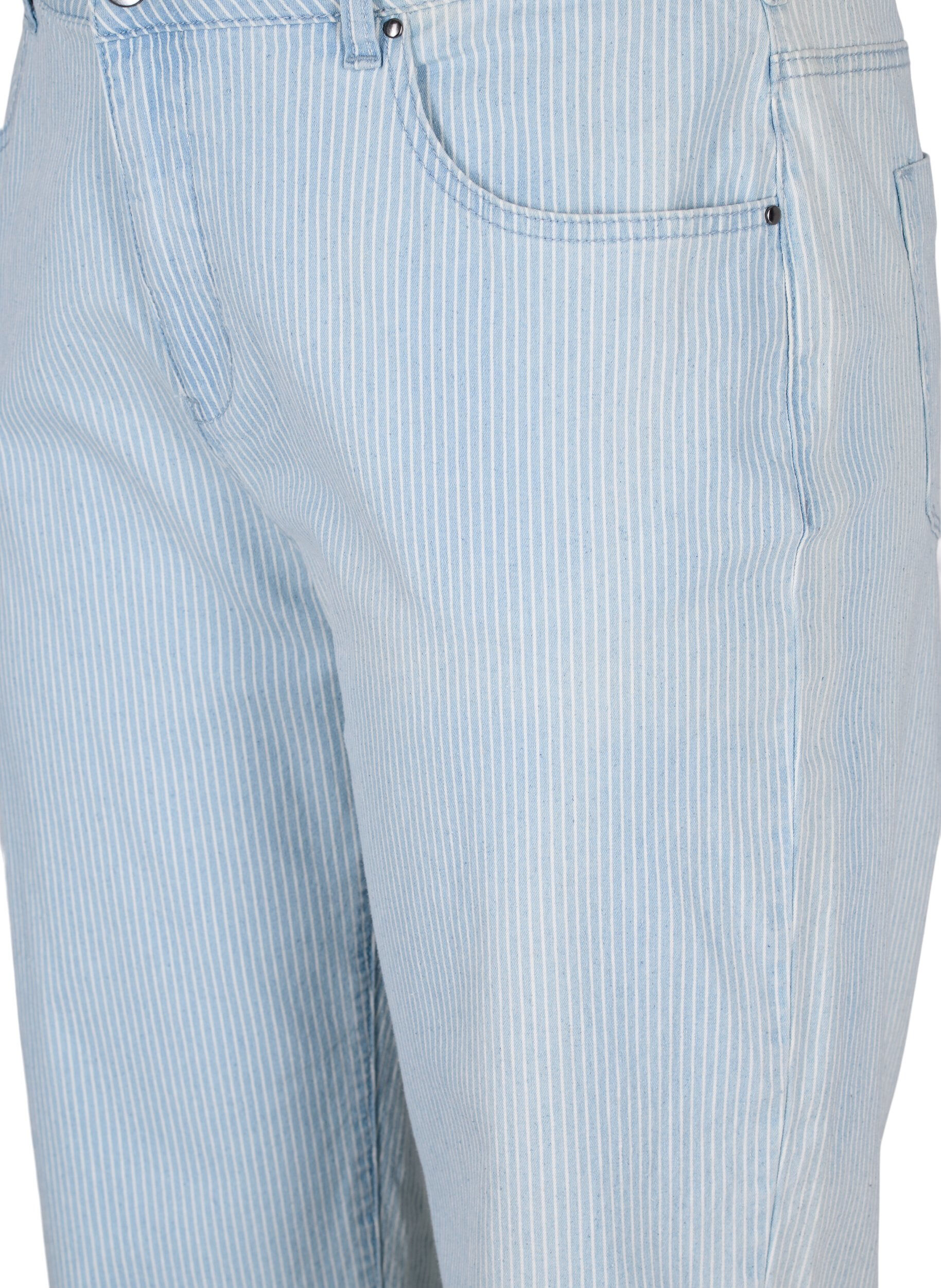 Zizzifashion Straight, ankle length jeans with stripes, Light Blue Stripe, Packshot image number 2