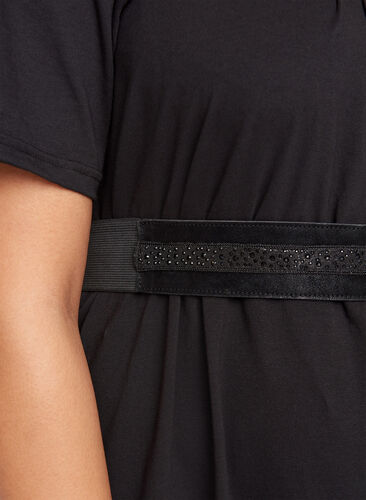 Stretchy belt with studs, Black, Model image number 0