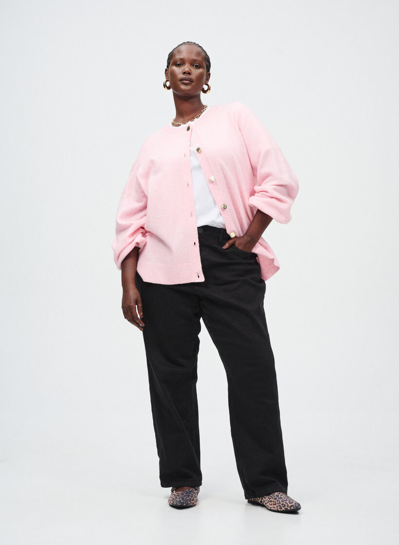 Loose jeans with cropped length, Black, Image image number 0