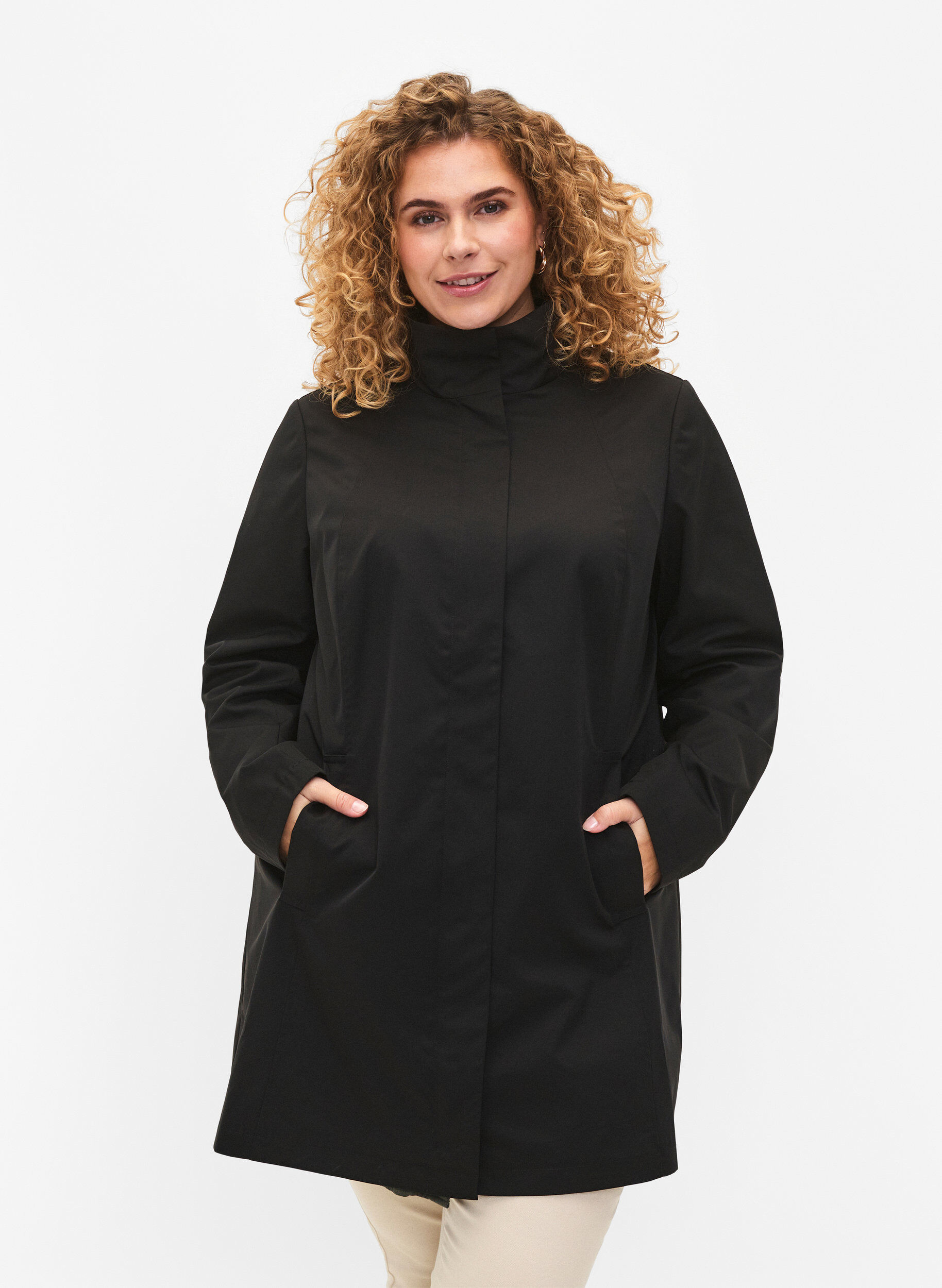 Zizzifashion Jacket with pockets and high collar, Black, Model image number 0