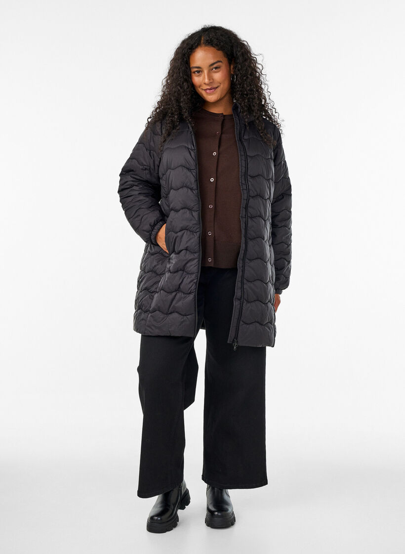 Quilted jacket, Black, Model image number 1