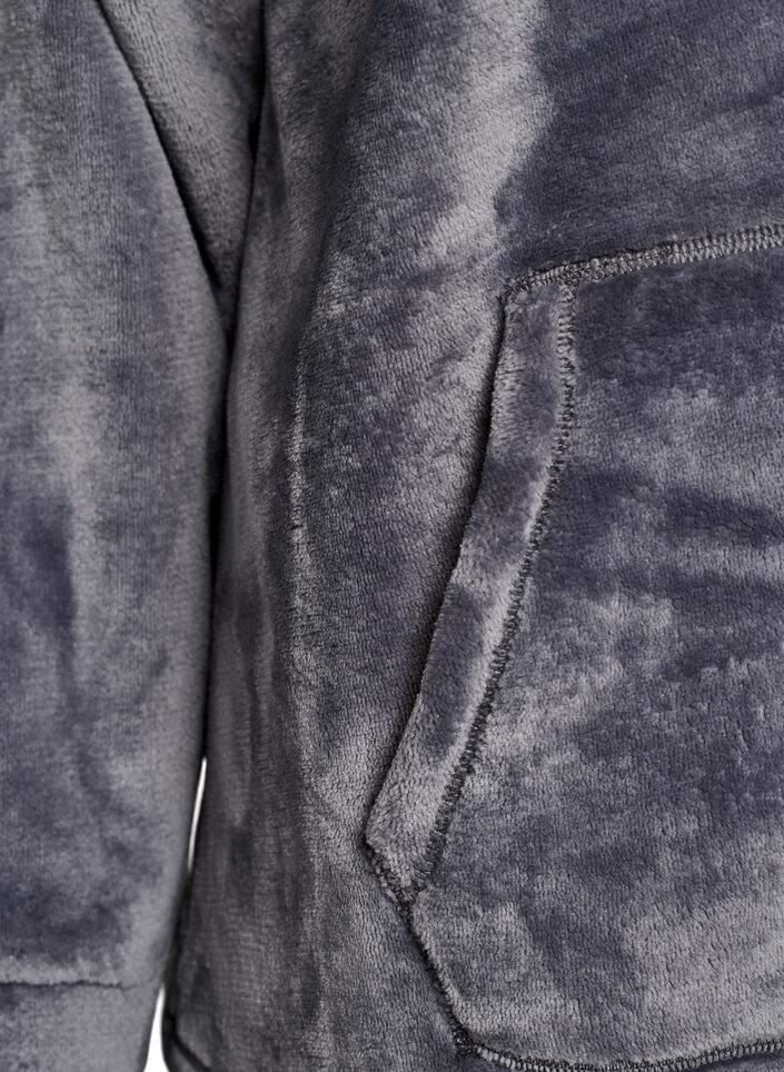 Velour hoodie with kangaroo pocket, Grey, Packshot image number 3