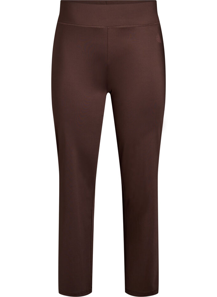Flared workout pants with contrast piping, Brown, Packshot image number 0