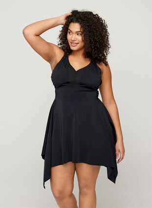 Swimsuit dress with adjustable straps , Black, Model image number 2