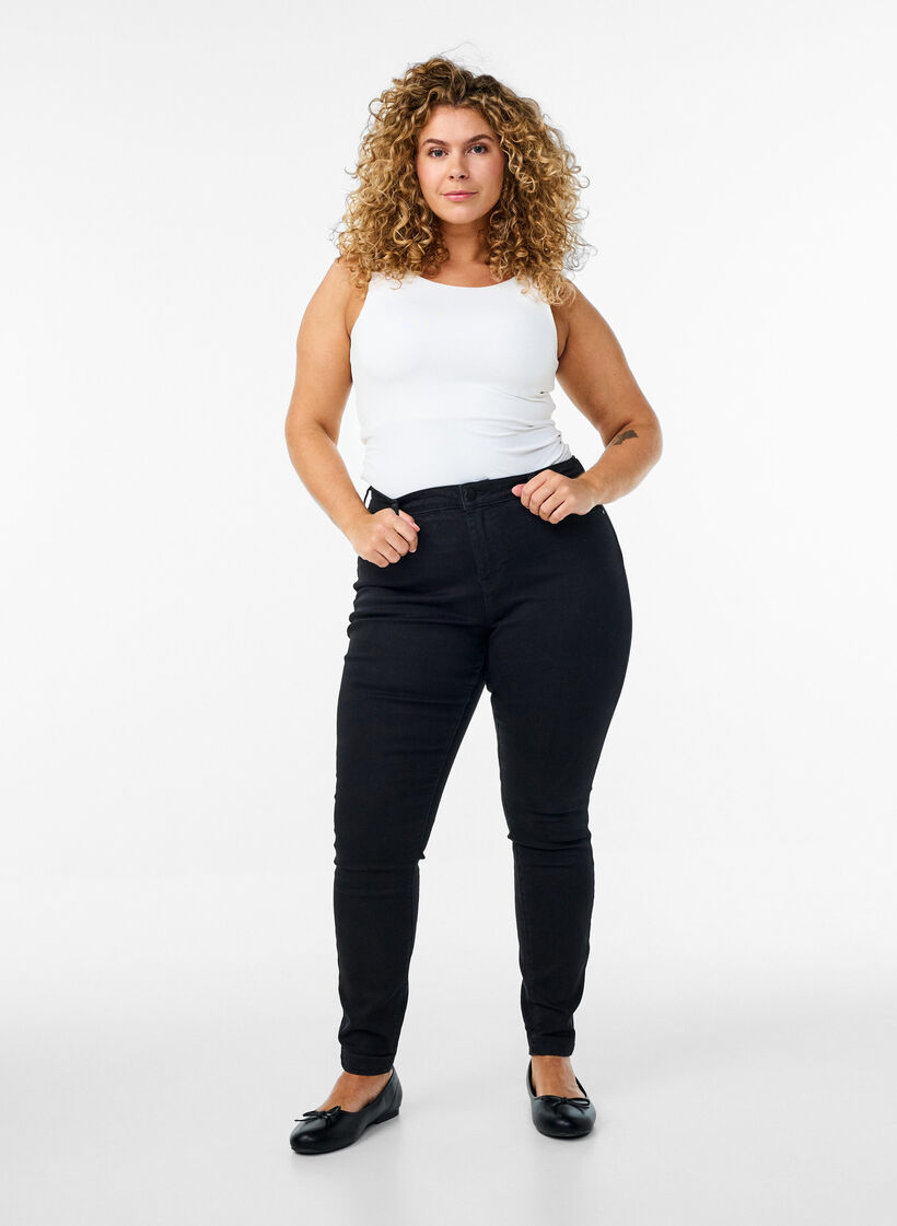 Cotton-blend jeggings, Black, Model image number 0