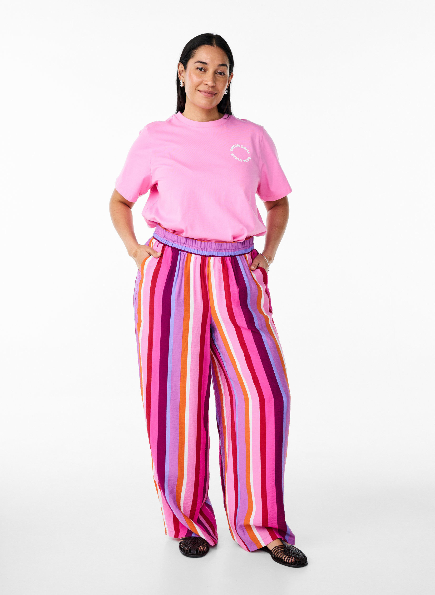 Zizzifashion Organic cotton T-shirt with citrus motif, Pink, Model image number 1